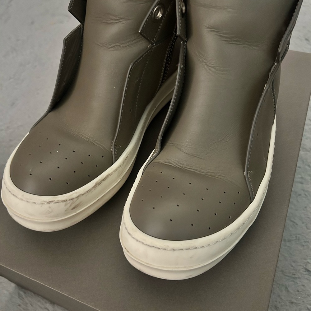 Rick Owens Island Dunk Leather High-Top Sneakers - Sz 38